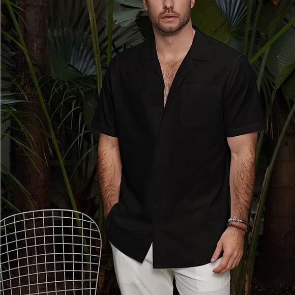 Men’s Linen Button Down Shirt - Picture 2 of 4